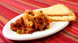 Thumbnail image for Roasted Cauliflower and Leek with Chorizo served on Gruyère Flatbread